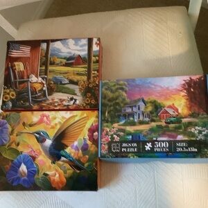 Three Colorful Jigsaw Puzzles with letters on back/500 pieces